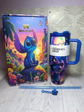 Blue Alien Glow in the Dark 40oz Tumbler Gift Set