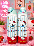 Cute Bow Cat Kids Water Bottle – Blue & Red