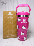 🎀 Pink Kitty Glitter Flip Straw Tumbler – 20 oz